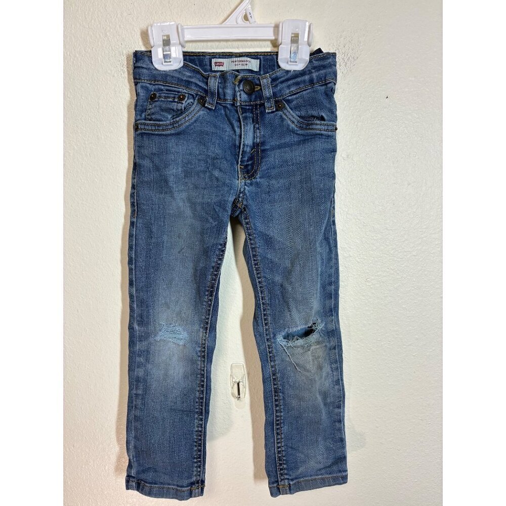 Levi's 511 Performance Denim Blue Jeans Slim Distressed Grunge Size 4 Regular